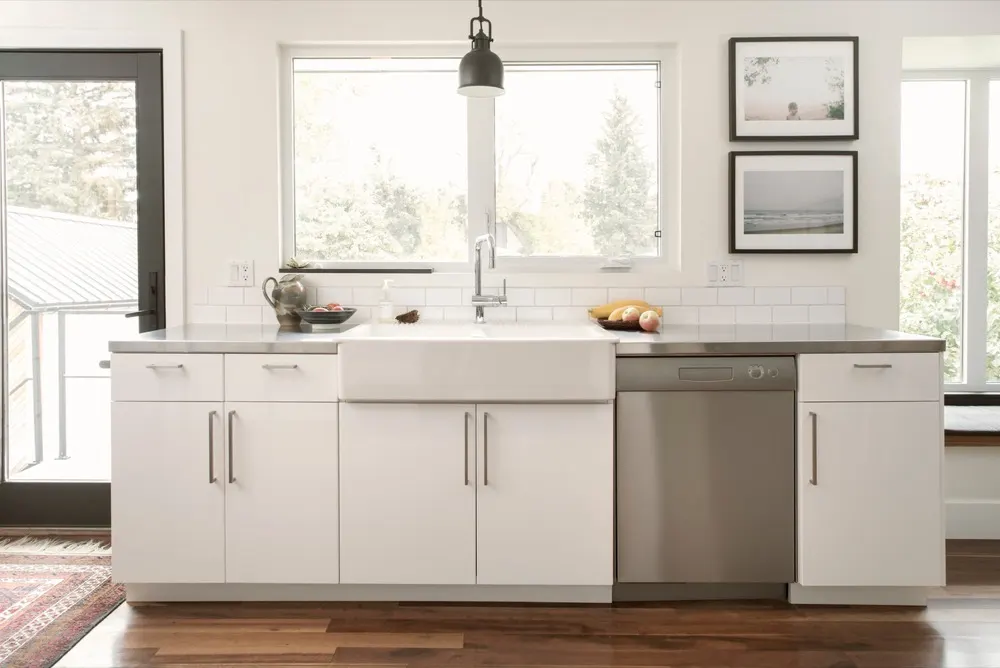 White kitchen with farmhouse sink